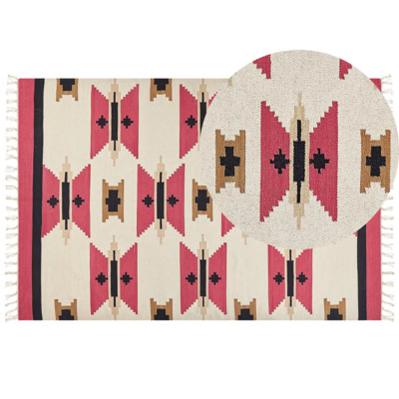 Image of Beliani Rug Garni Multicolour 200 X 300 Cm Cotton Kilim