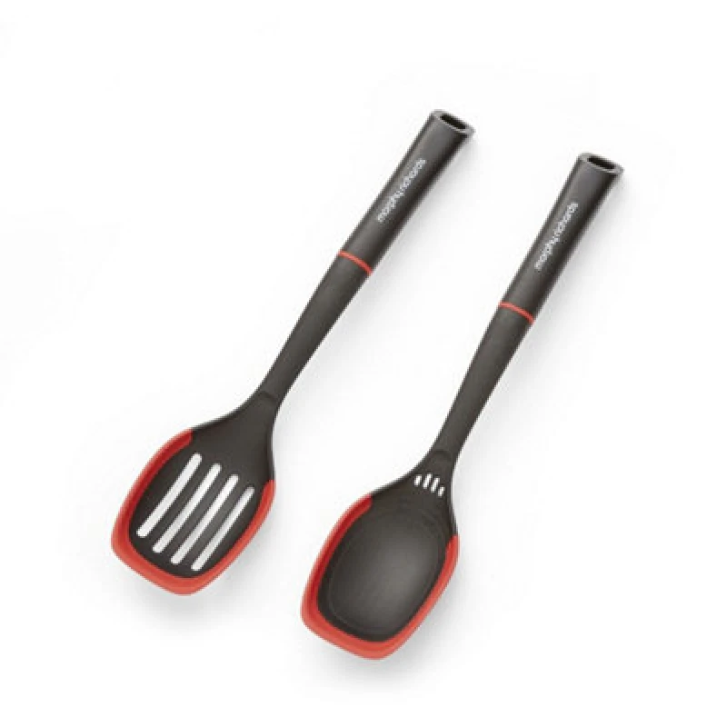 Image of Morphy Richards Solid Spoon and Slotted Spoon Utensil Set in Black One Size Unisex 5056765490025