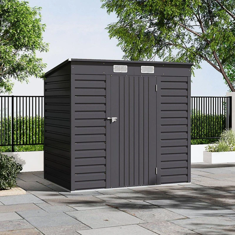Image of Breeins Outdoor 6x4fts Steel Storage Shed Charcoal Black M