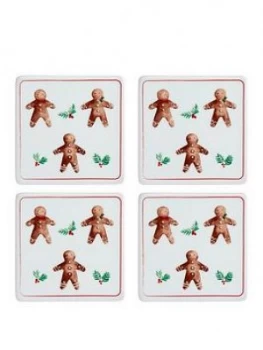 Image of Gisela Graham Gingerbread Men Coasters Set Of 4