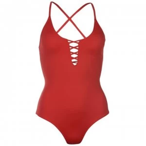 Image of Dorina Bora Bota Deep V Swimsuit Womens - RED E10