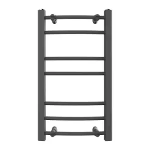 Image of VURTU6 Ladder Style Heated Towel Rail Radiator with 7 Horizontal Round Tubes 700mm x 400mm - Anthracite