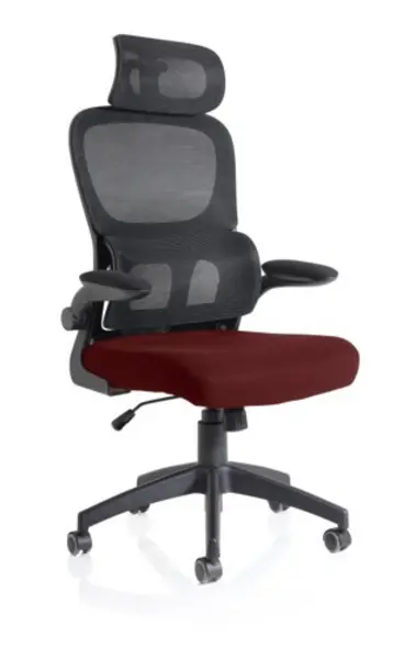 Image of Iris Task Operator Black Mesh Back Bespoke Ginseng Chilli Fabric Seat With Headrest