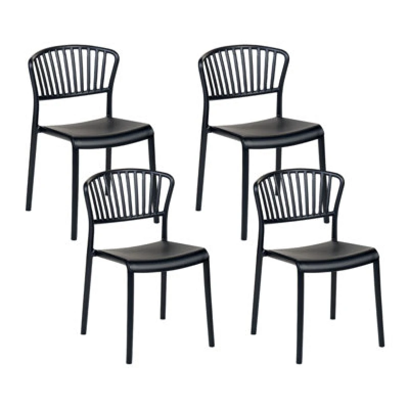 Image of Beliani Set Of 4 Garden Chairs Gela Black
