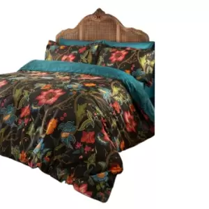 Image of Riva Paoletti Botanist Duvet Cover Set (Single) (Black/Multicoloured)