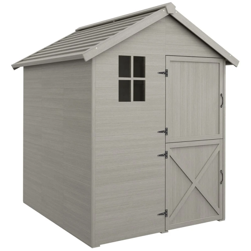 Image of Outsunny 6 x 6.5FT Wooden Shed, Outdoor Storage Shed with Floor and Window - Outsunny 5056725510572