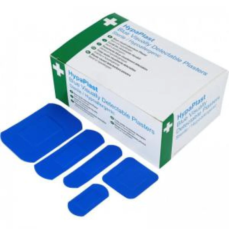 Image of HypaPlast Blue Visually Detectable Plaster Assorted Sizes (Pack 100) - D6010