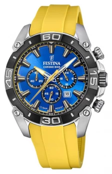 Image of Festina Chronobike 2021 Blue Dial yellow Silicone Strap Watch