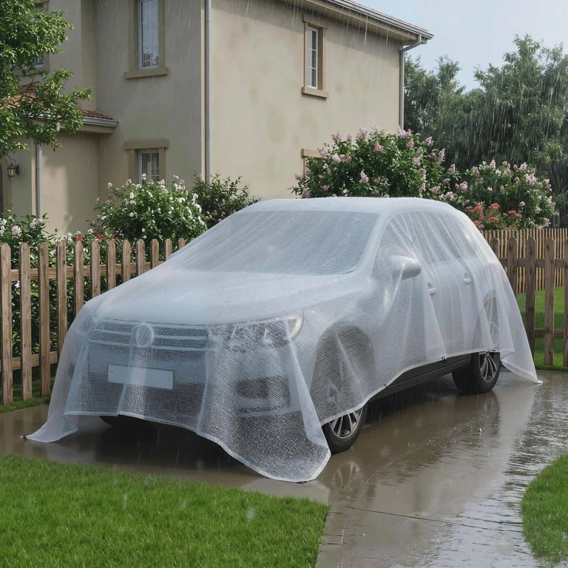 Image of OUTSUNNY 4 x 6m Waterproof Tarpaulin, 140GSM Tear-Resistant PE Tarp in White Size: 4m x 6m White Unisex 4m x 6m