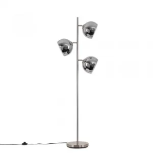 Image of Elliot Satin Nickel 3 Way Floor Lamp with Chrome Shades