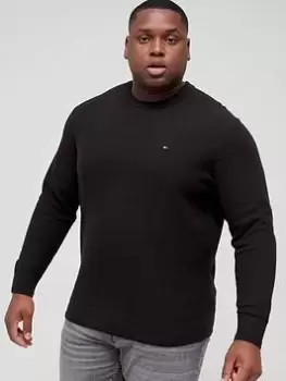 Image of Tommy Hilfiger Big & Tall Basket Weave Knitted Jumper - Black, Size 4XL, Men