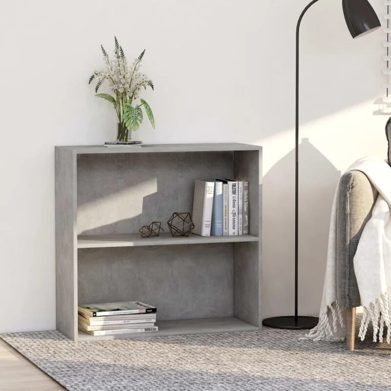 Image of VIDAXL 2-Tier Book Cabinet Concrete Grey 80x30x76.5cm Engineered Wood Vidaxl 801003