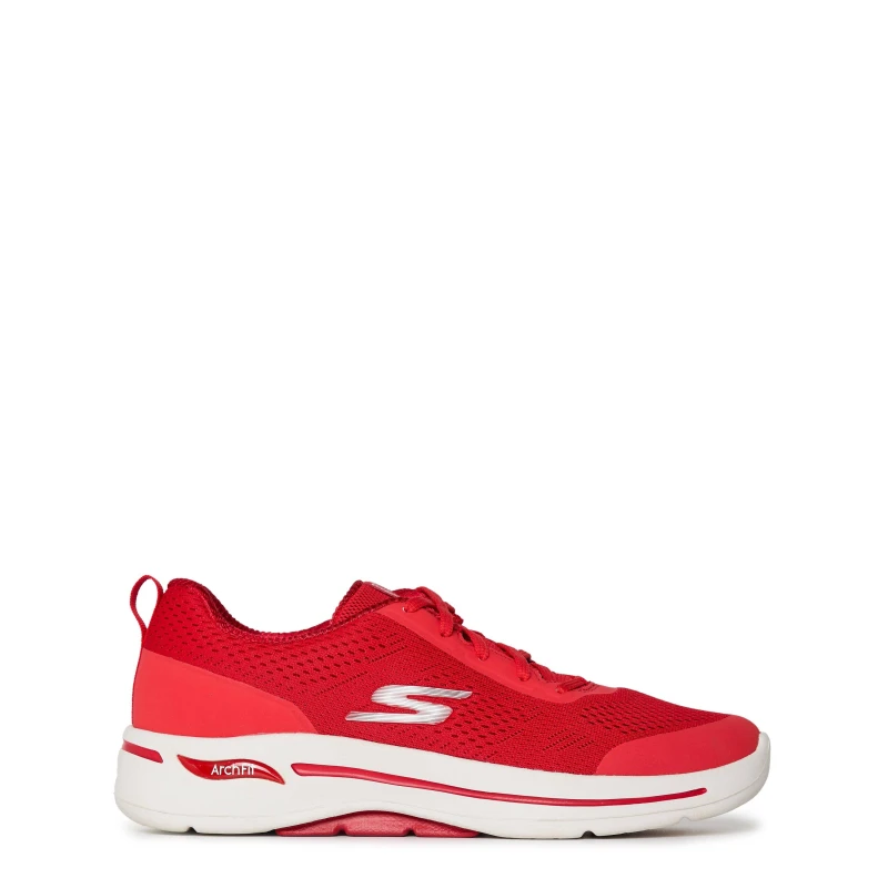 Image of Skechers Engineered Mesh Lace Up Runners Womens Red 4