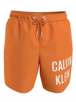 Image of Calvin Klein Boys Drawstring Swim Shorts - Orange, Size Age: 10-12 Years