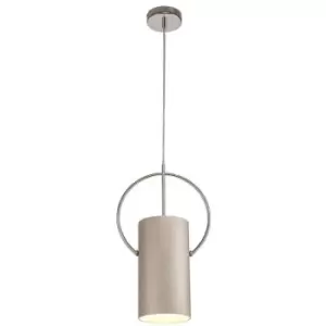 Image of Single Ceiling Pendant, 1 x E27, Satin Nickel, Polished Chrome - Luminosa Lighting