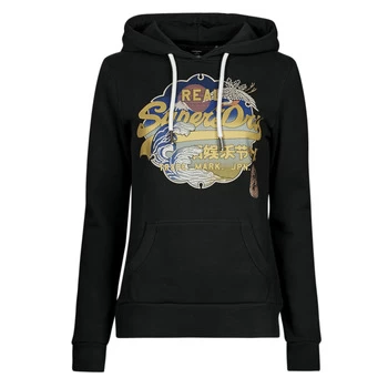 Image of Superdry VL ITAGO HOOD womens Sweatshirt in Black - Sizes UK 10,UK 12,UK 8,UK 6