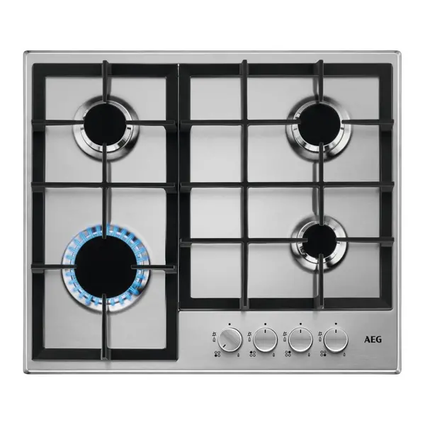 Image of AEG 3000 Series 60cm 4 Burner Gas Hob with Wok Burner -Stainless Steel 949641061 Stainless steel