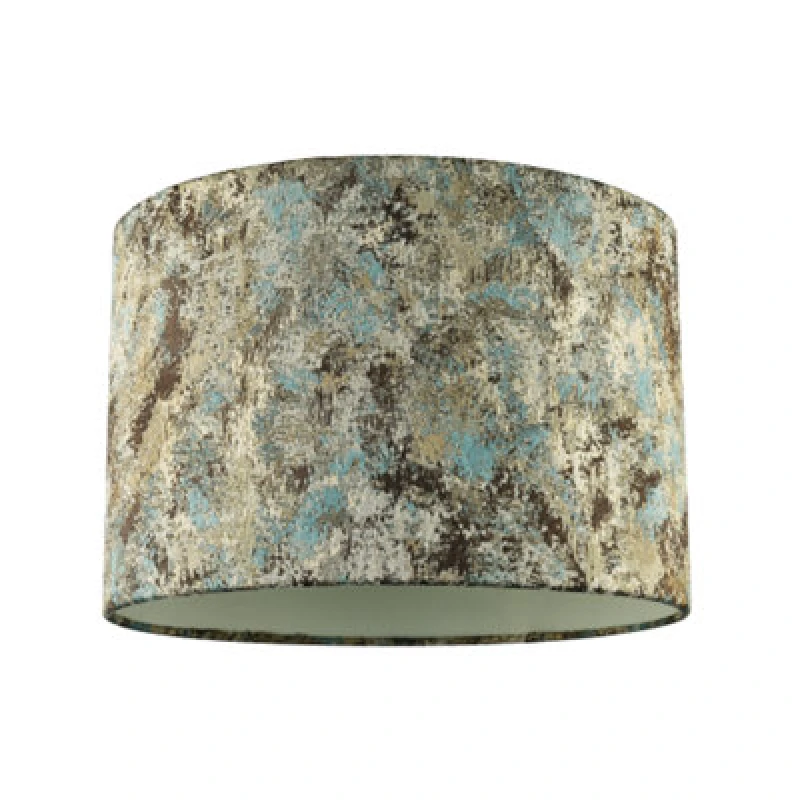 Image of Happy Homewares Graphic Designer Round Drum Lamp Shade In Teal Cream And Taupe Colours