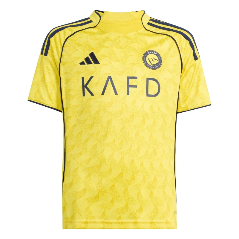 Image of adidas Al Nassr Home Shirt 2025 2026 Juniors Yellow/Blue male 13 Years