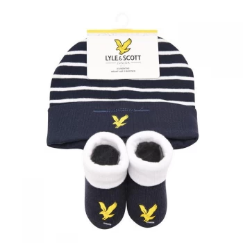 Image of Lyle and Scott Lyle Hat and Booties Set Baby Boy - Navy