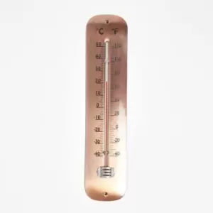 Image of HOMESCAPES Copper Metal Wall Thermometer, 30cm - Copper