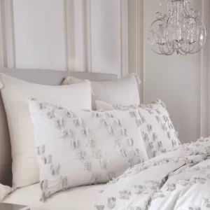 Image of Peri Home Space Dyed Fringe Kingsize Duvet Cover, Grey