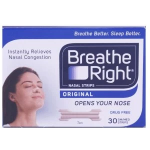 Image of Breathe Right Nasal Strips 30 Small/Medium