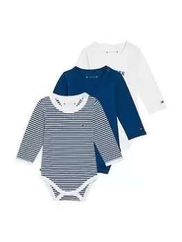 Image of Tommy Hilfiger Baby Boys Body 3 Pack Giftbox - Deep Indigo, Navy, Size 9 Months