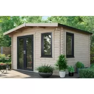Image of Power Sheds 10 x 12ft Left Hand Door Apex Chalet Log Cabin