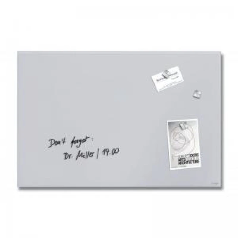 Image of Wall Mounted Magnetic Glass Board 600x400x15mm - Matt Light Grey