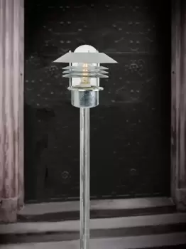 Image of Vejers Outdoor Patio Terrace Garden Entrance Driveway Light in Galvanised (Height) 92cm