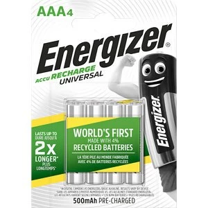 Image of Energizer Rechargeable AAA Batteries 4 pack