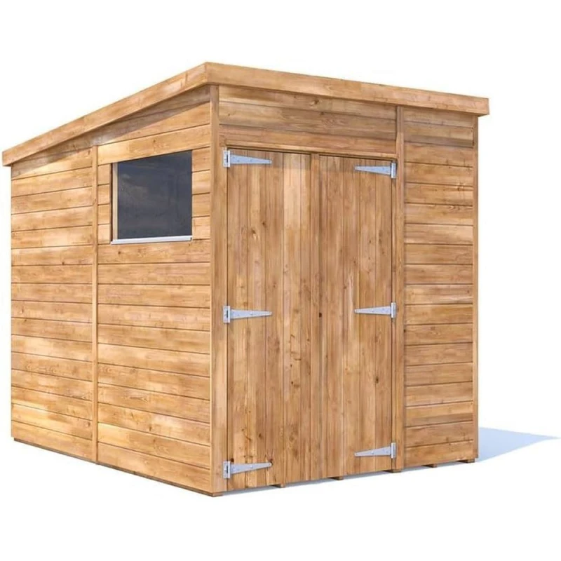 Image of Dunster House Wooden Bike Shed 1.8 X 2.4M (6'x8') 15mm Walls Pent With Window, Superfelt Overlord Modular