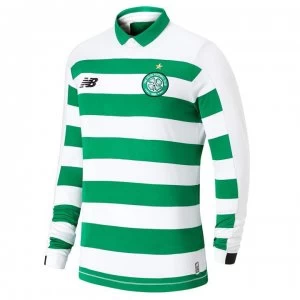 Image of New Balance Celtic Long Sleeve Home Shirt 2019 2020 Junior - White/Green
