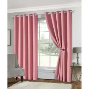Image of Isabella Rose Eclipse Soft Touch Blockout Eyelet Curtains - Blush - 167cm (66") X 229cm (90") TJ Hughes