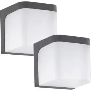 Image of 2 PACK IP44 Outdoor Wall Light Anthracite Cast Aluminium 6W LED Lamp