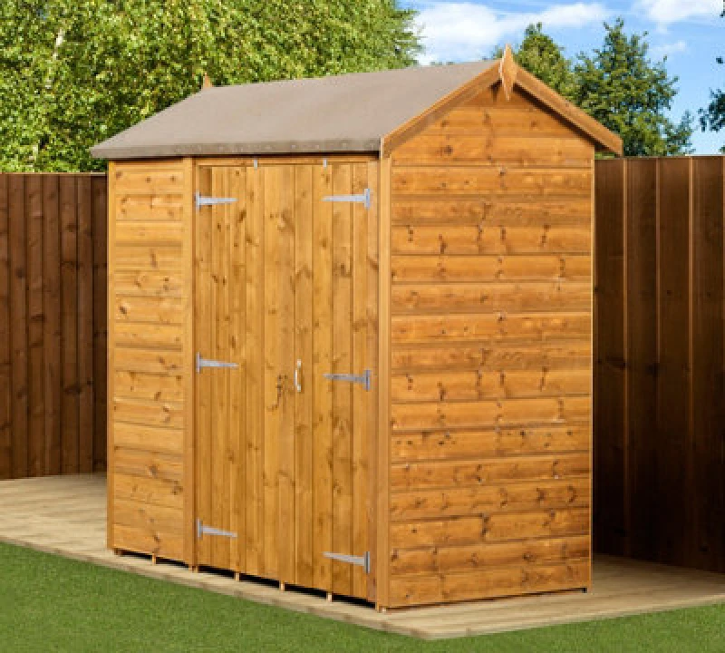 Image of Empire Sheds Empire Modular Apex 4X6 Dipped Treated Tongue And Groove Wooden Garden Shed Double Door (4' X 6' / 4ft X 6ft) (4X6)