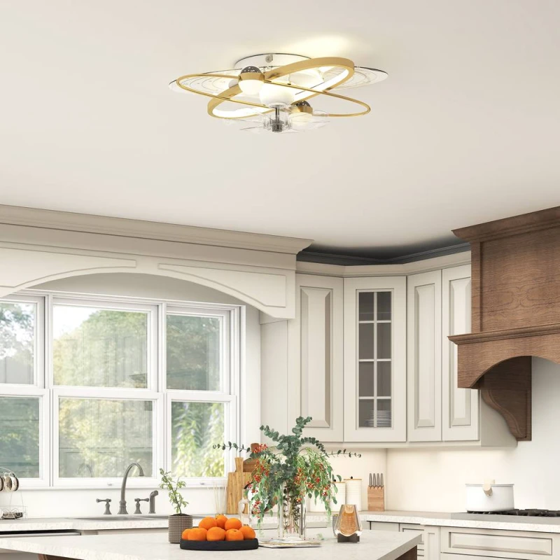 Image of HOMCOM Ceiling Fan with Light & Remote & App Control LED Ceiling Fan Light in Gold Size: Small Gold Unisex Small