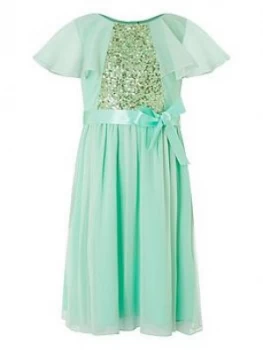 Image of Monsoon Girls Ellie Cape Sequin Dress - Mint