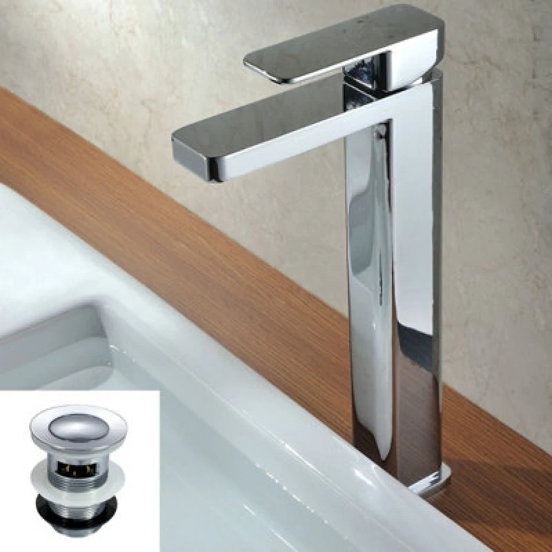 Image of Nes Home Glaza Faucet Monobloc Counter Top Tall Bathroom Sink Basin Mixer Tap & Waste