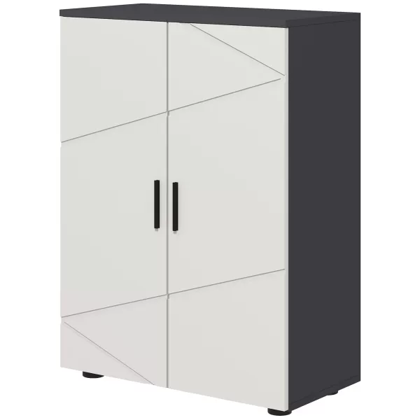 Image of kleankin Bathroom Cabinet, Small Bathroom Storage Cabinet with 2-Doors Cupboard, 2 Adjustable Shelves and Soft Close Mechanism, Grey
