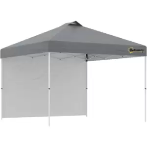 Image of Outsunny 3x3(M) Pop Up Gazebo Canopy Tent w/ 1 Sidewall Carrying Bag Grey - Grey