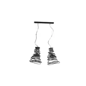 Image of Emibig Twist Black Wire Frame Pendant Ceiling Light 2x E27