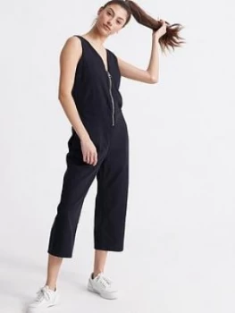 Image of Superdry Wide Leg Jumpsuit - Black, Size 12, Women