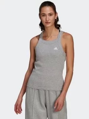 Image of adidas Essentials Yoga Rib Tank Top, Grey Size XL Women