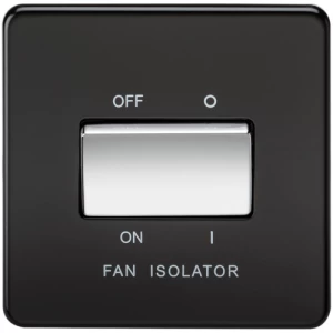 Image of KnightsBridge 10A 1G 3 Pole 230V Screwless Matt Black Electric Fan Isolator Switch