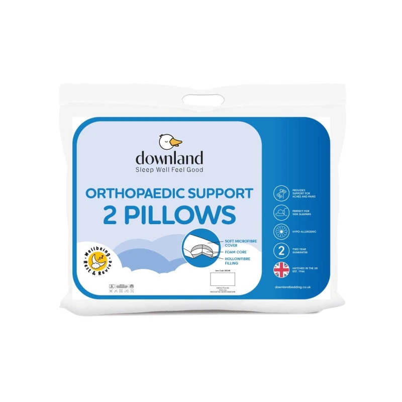 Image of Downland Orthopaedic Support Pillow Pair White unisex Pair