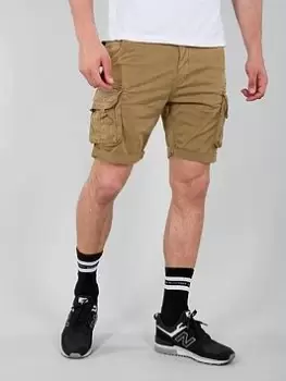 Image of Alpha Industries Crew Cargo Shorts - Dark Beige, Dark Beige, Size 30, Men