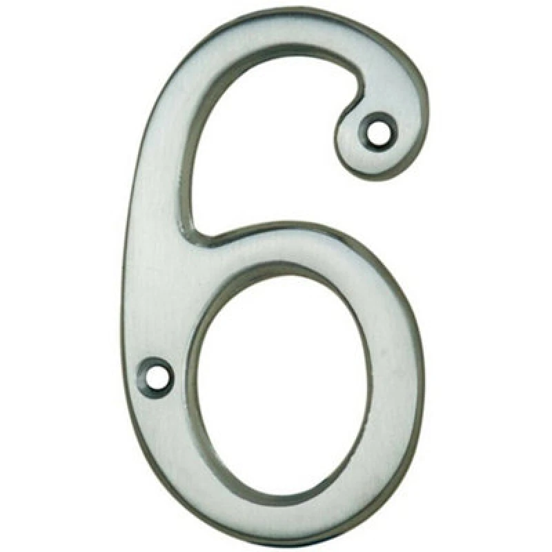 Image of Loops Satin Chrome Door Number 6/9 75mm Height 4mm Depth House Numeral Plaque Multi