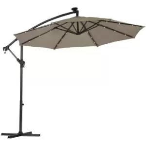 Image of Garden Gear Solar LED Parasol with Cover - Light Grey